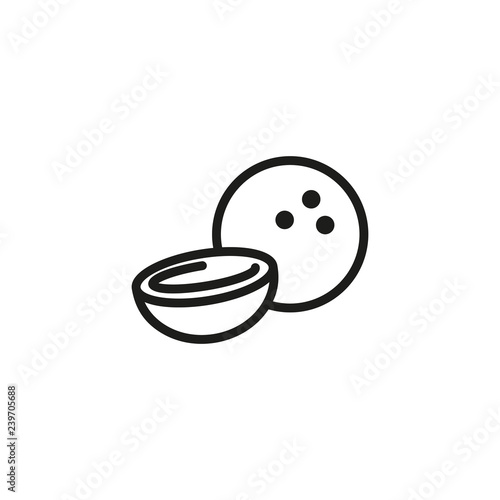 Coconut line icon. Nut, shell, round. Nature concept. Vector illustration can be used for topics like nature, heathy eating, chocolate, drinking 