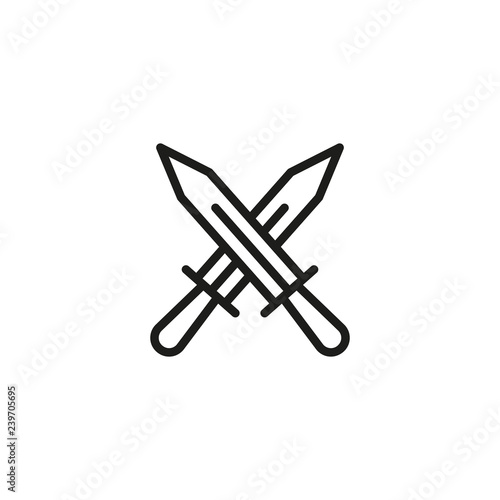 Crossed swords line icon. Knife, crossed, two swords. War concept. Vector illustration can be used for topics like war, politics, crisis, world