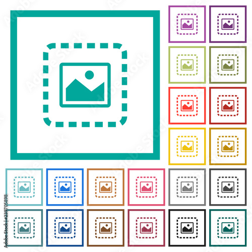 Place image flat color icons with quadrant frames