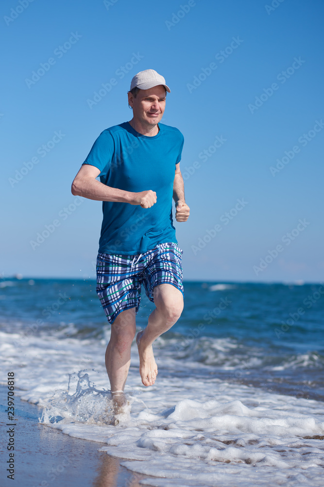 Jogging on a beach