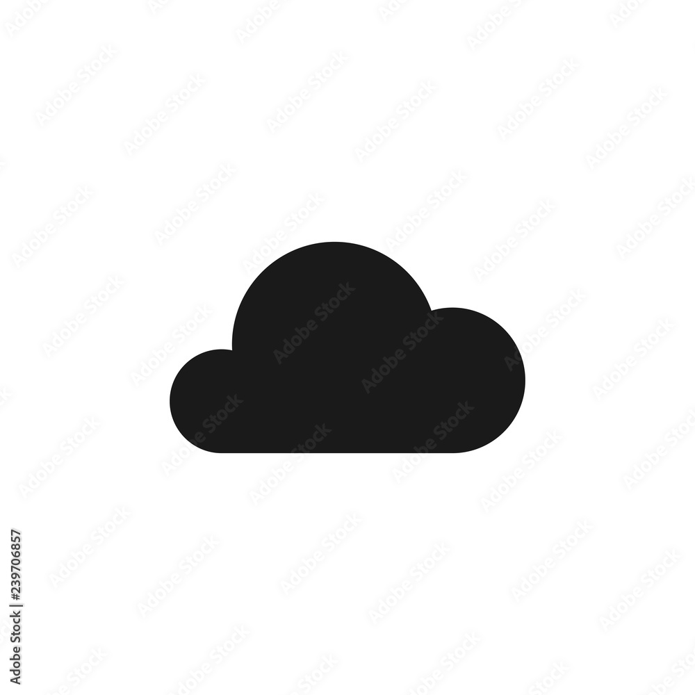 Black isolated icon of cloud on white background. Silhouette of cloud. Flat design. Black isolated icon of cloud on white background. Silhouette of cloud. Flat design.
