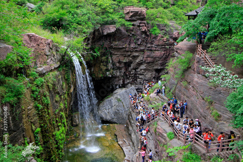 tourists in yuntai mountain scenic spot, jiaozuo city, China. photo