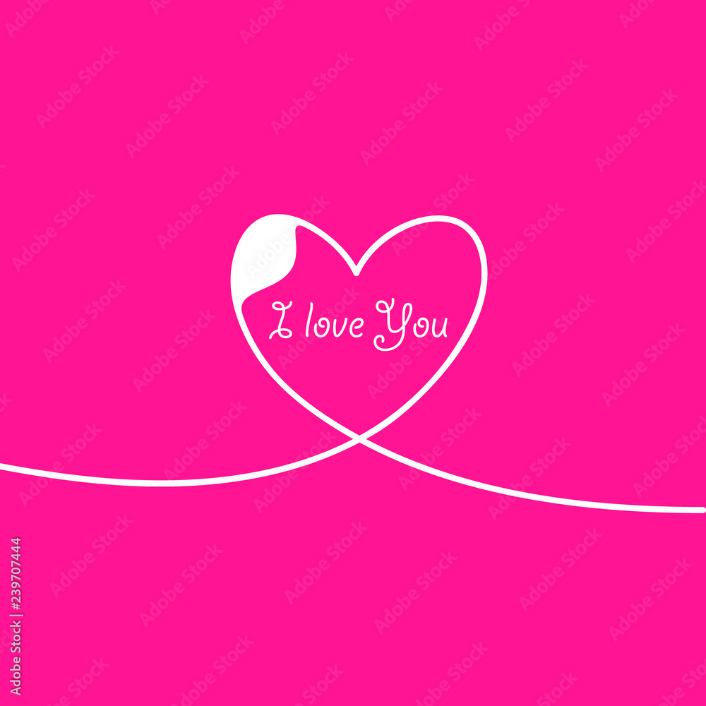 Outline Valentines day for Design, Website, Background, Banner. Heart Silhouette for greeting card or Premium flyer. Best gift. Valentines card with line heart and I Love You phrase. Vector