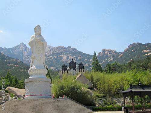 guanyin bodhisattva white marble sculpture park  Qingdao city  shandong province  China