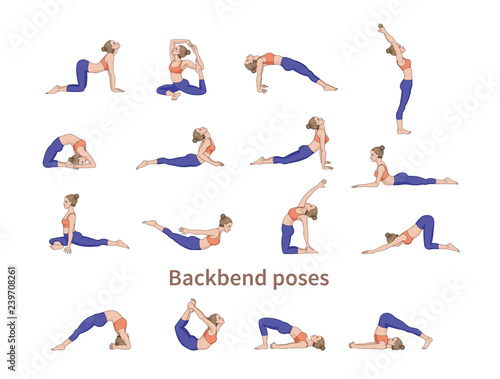 Women silhouettes. Collection of yoga poses.