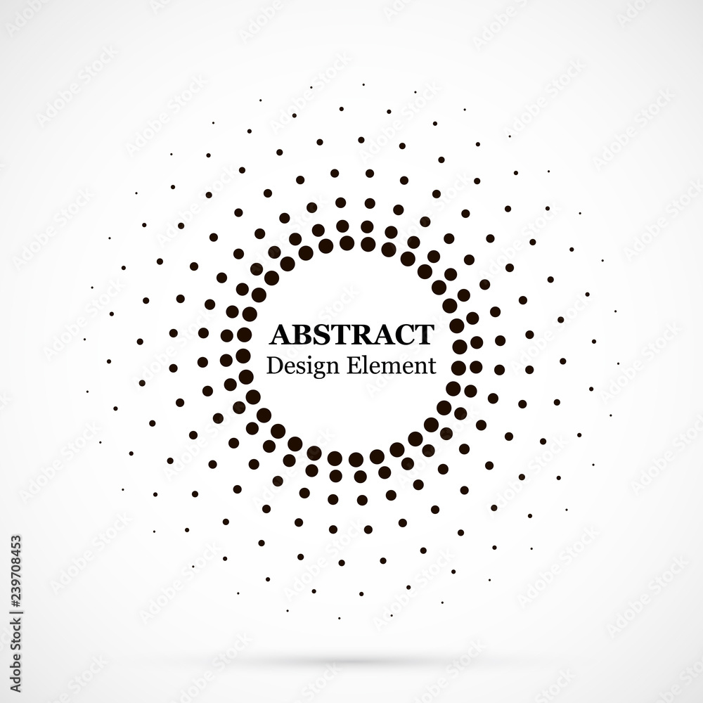 Halftone dotted background circularly distributed. Halftone effect vector pattern. Circle dots isolated on the white background. Border logo icon. Draft emblem for your design. Halftone dotted background circularly distributed. Halftone effect vector pattern. Circle dots isolated on the white background. Border logo icon. Draft emblem for your design.
