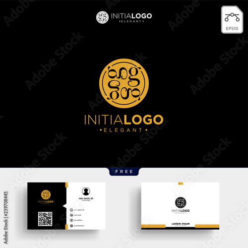 Gold Luxury Initial G logo template and business card