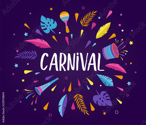 Brazilian Carnival, music festival, masquerade flyer template