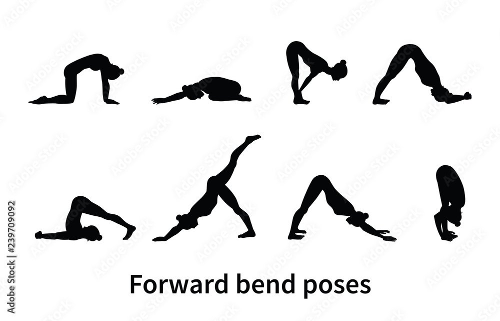 Women silhouettes. Collection of yoga poses. Women silhouettes. Collection of yoga poses.