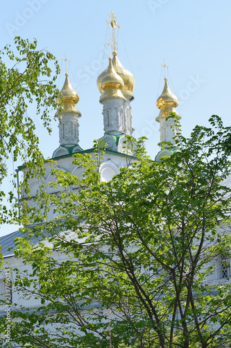 NIZHNY NOVGOROD, RUSSIA - MAY 22, 2015: Trinity Makaryev Zheltovodsky Monastery located on the cost of Volga river in Nizhny Novgorod region photo