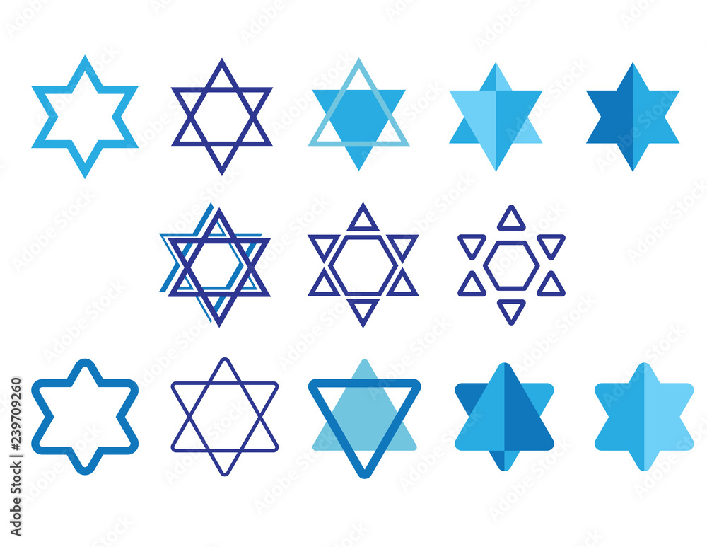 Star of David clipart set. Jewish symbol Blue and White icon Star of David clipart set. Jewish symbol Blue and White icon