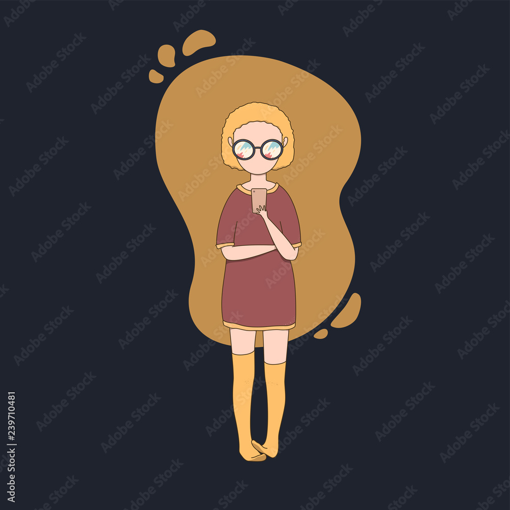 vector isolated illustration of girl chatting on smartphone vector isolated illustration of girl chatting on smartphone