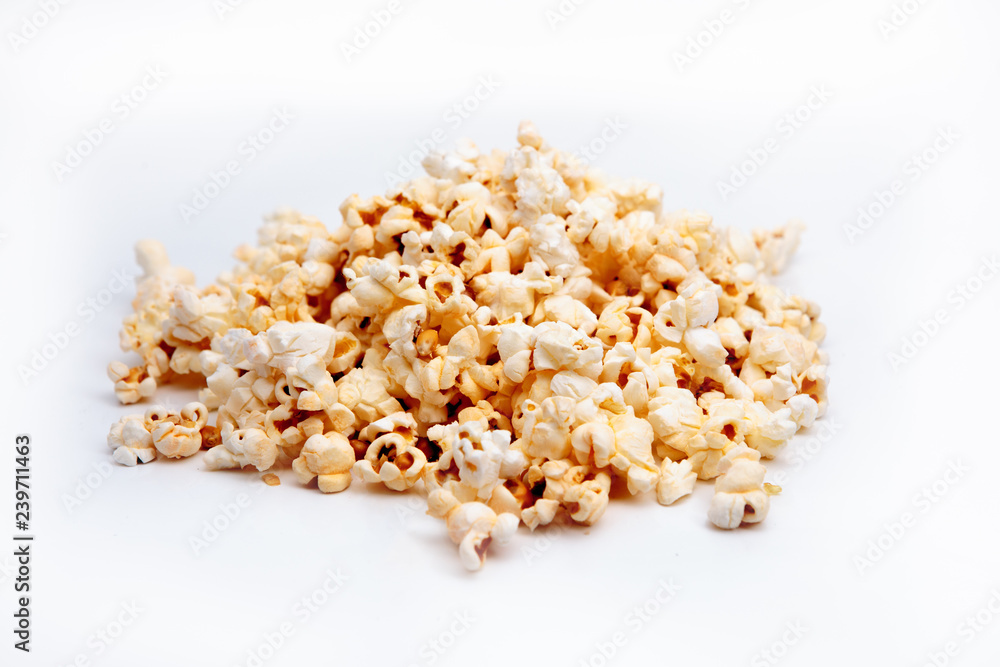 Group of popcorn on isolated white background. Group of popcorn on isolated white background.