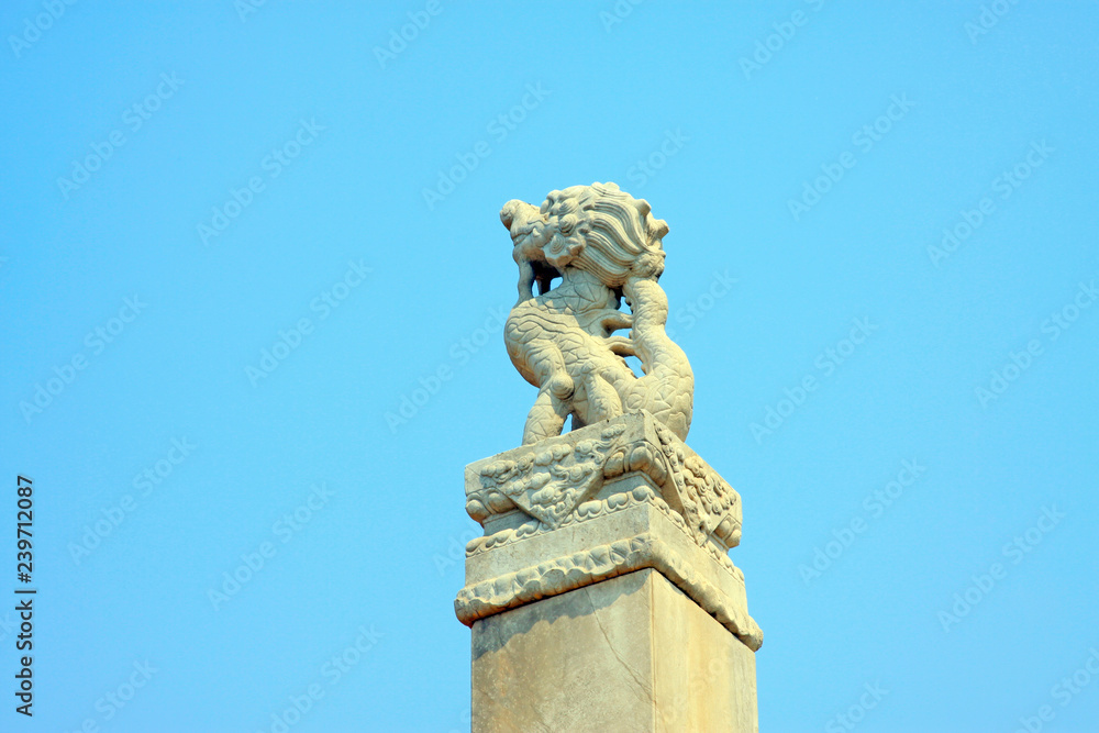 god beast roar looking up to heaven in Eastern Royal Tombs of the Qing Dynasty