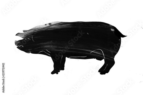 New Year symbol pork art by stroke