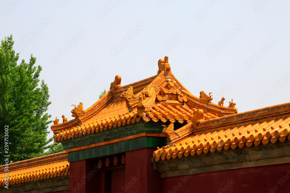 Chinese ancient architectural landscape, Yellow glazed tile roof Chinese ancient architectural landscape, Yellow glazed tile roof