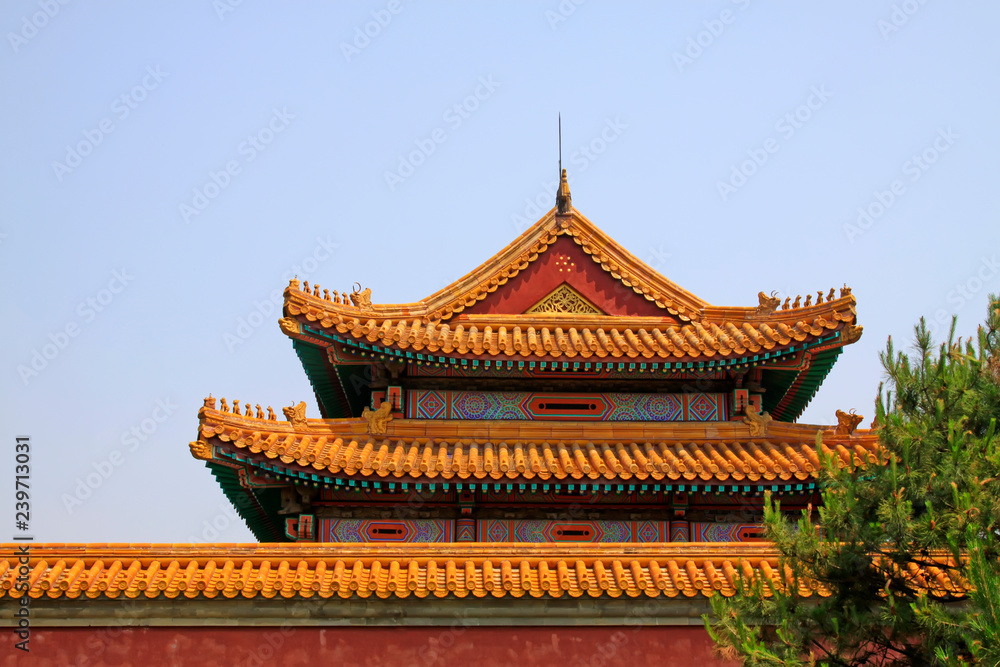 Chinese ancient architectural landscape, Yellow glazed tile roof Chinese ancient architectural landscape, Yellow glazed tile roof