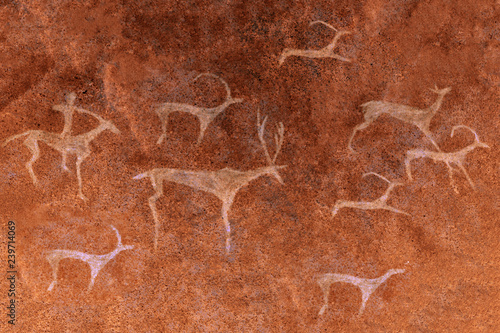 image of ancient hunting on the cave wall. history.era.