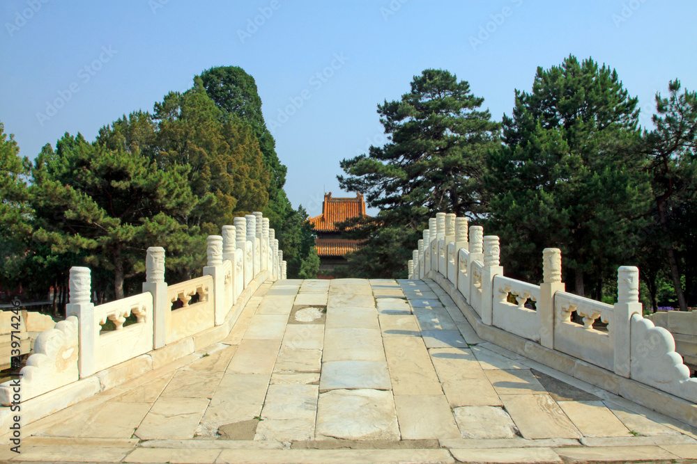 White marble stone bridge, Chinese ancient architectural landscape in China White marble stone bridge, Chinese ancient architectural landscape in China
