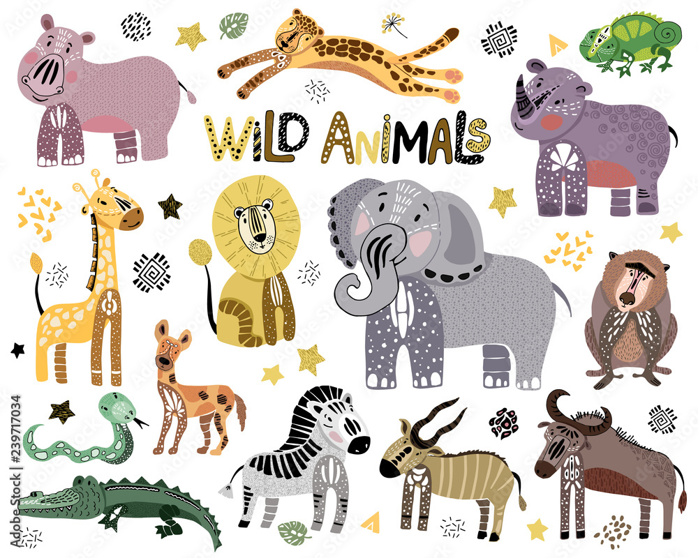 Cartoon Vector African Animals Cartoon Vector African Animals