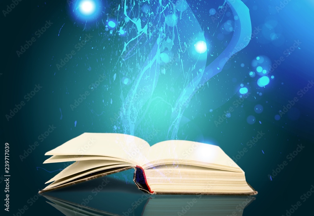 Open book on old wooden table at library background Open book on old wooden table at library background