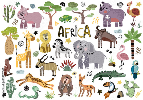 vector cute african animals 