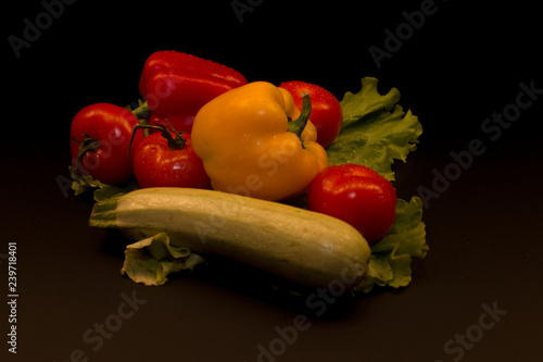 fresh vegetables, fresh fruits, tomatoes, salads, bell peppers, sweet peppers, set, vegetable group, fruit group