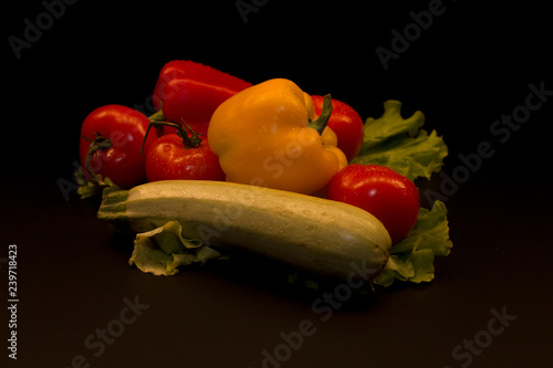 fresh vegetables, fresh fruits, tomatoes, salads, bell peppers, sweet peppers, set, vegetable group, fruit group