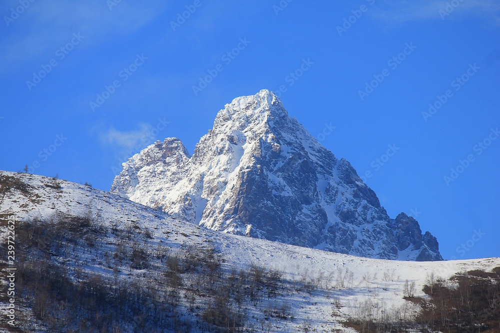 panorama of mountain with snow in Italy in winter