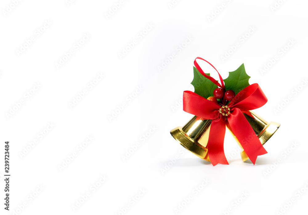 bells with a red bow isolated on white background. Christmas decoration bells with a red bow isolated on white background. Christmas decoration
