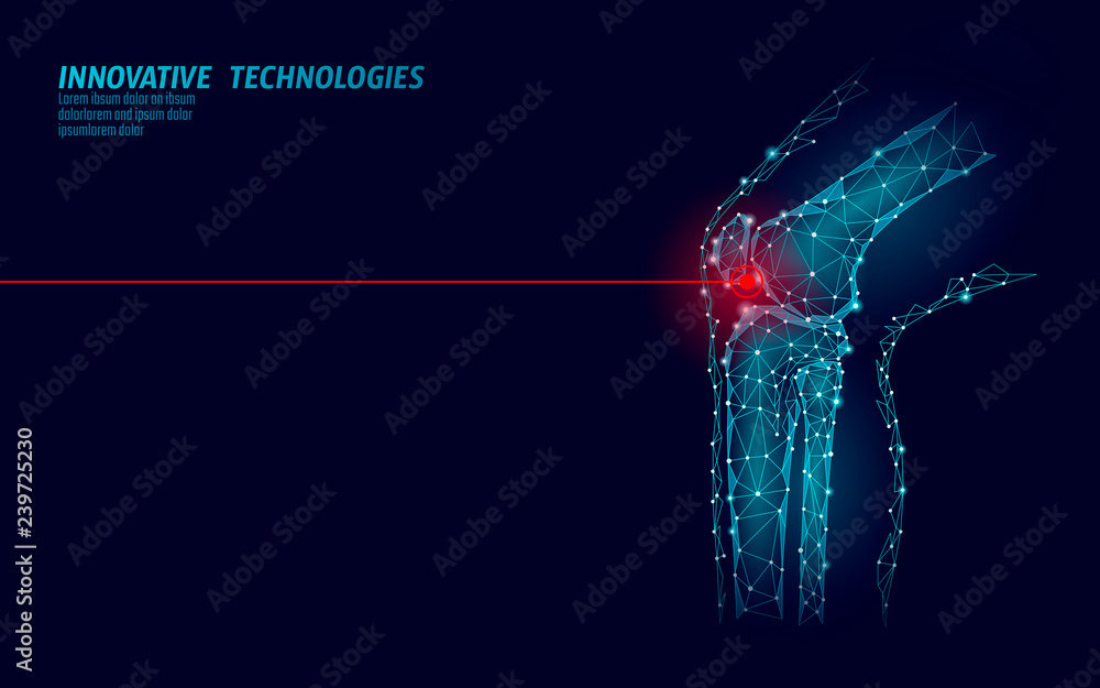 Human knee joint 3d model vector illustration. Low poly design future ...