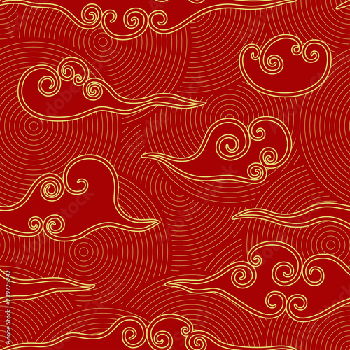 Chinese style clouds seamless pattern.