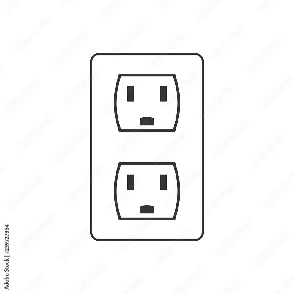 Power electrical socket icon. Vector illustration, flat design. Power electrical socket icon. Vector illustration, flat design.