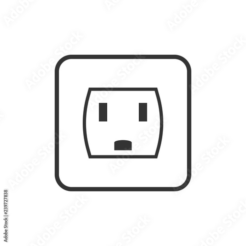 Power electrical socket icon. Vector illustration, flat design.