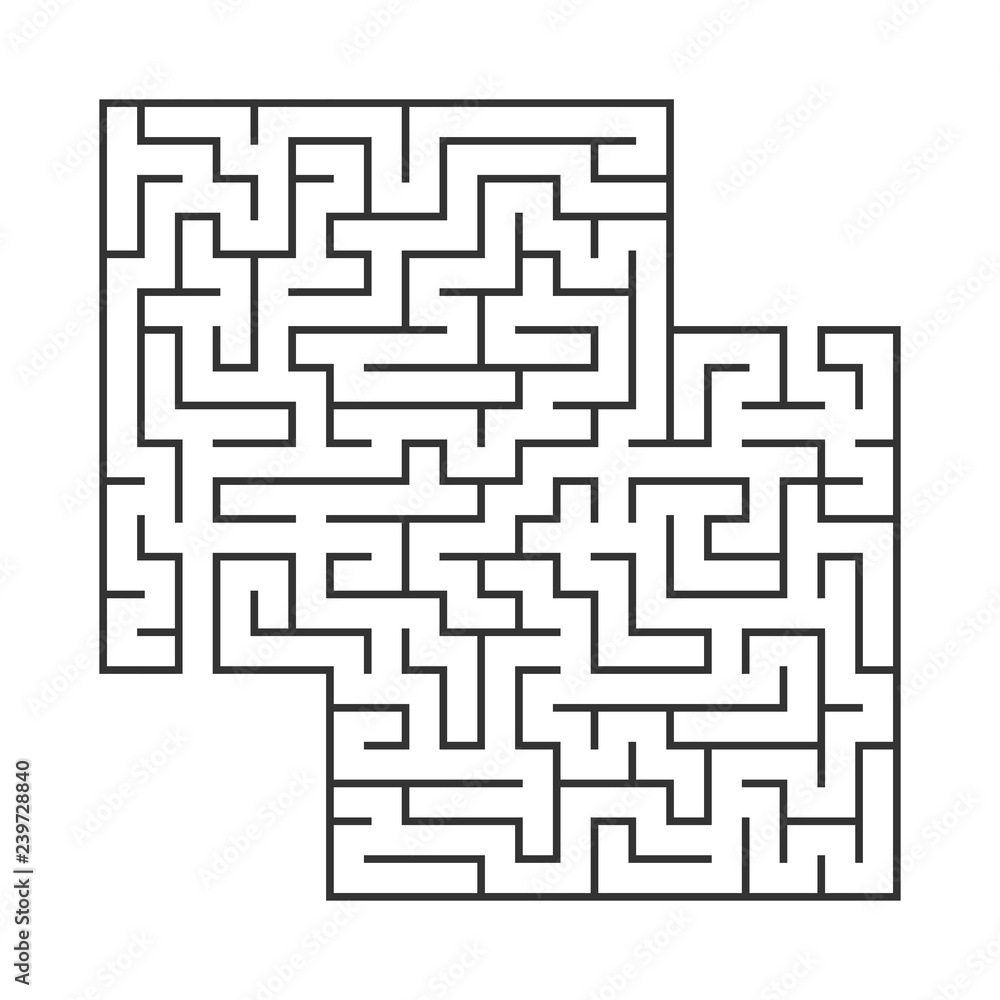 Abstract square maze. Game for kids. Puzzle for children.Labyrinth conundrum. Flat vector illustration isolated on white background. With place for your image.