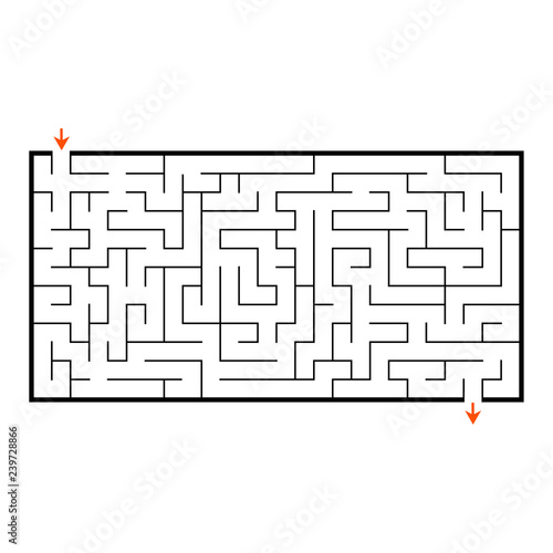 Abstract rectangular maze. Game for kids. Puzzle for children. Labyrinth conundrum. Flat vector illustration isolated on white background.