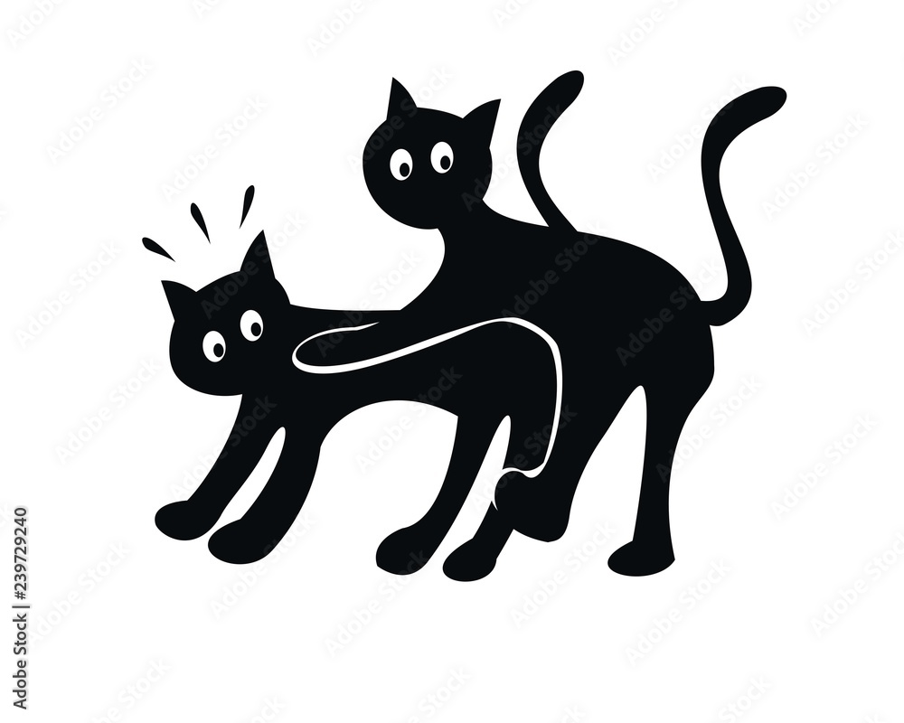 black cats malting vector illustration on white background.