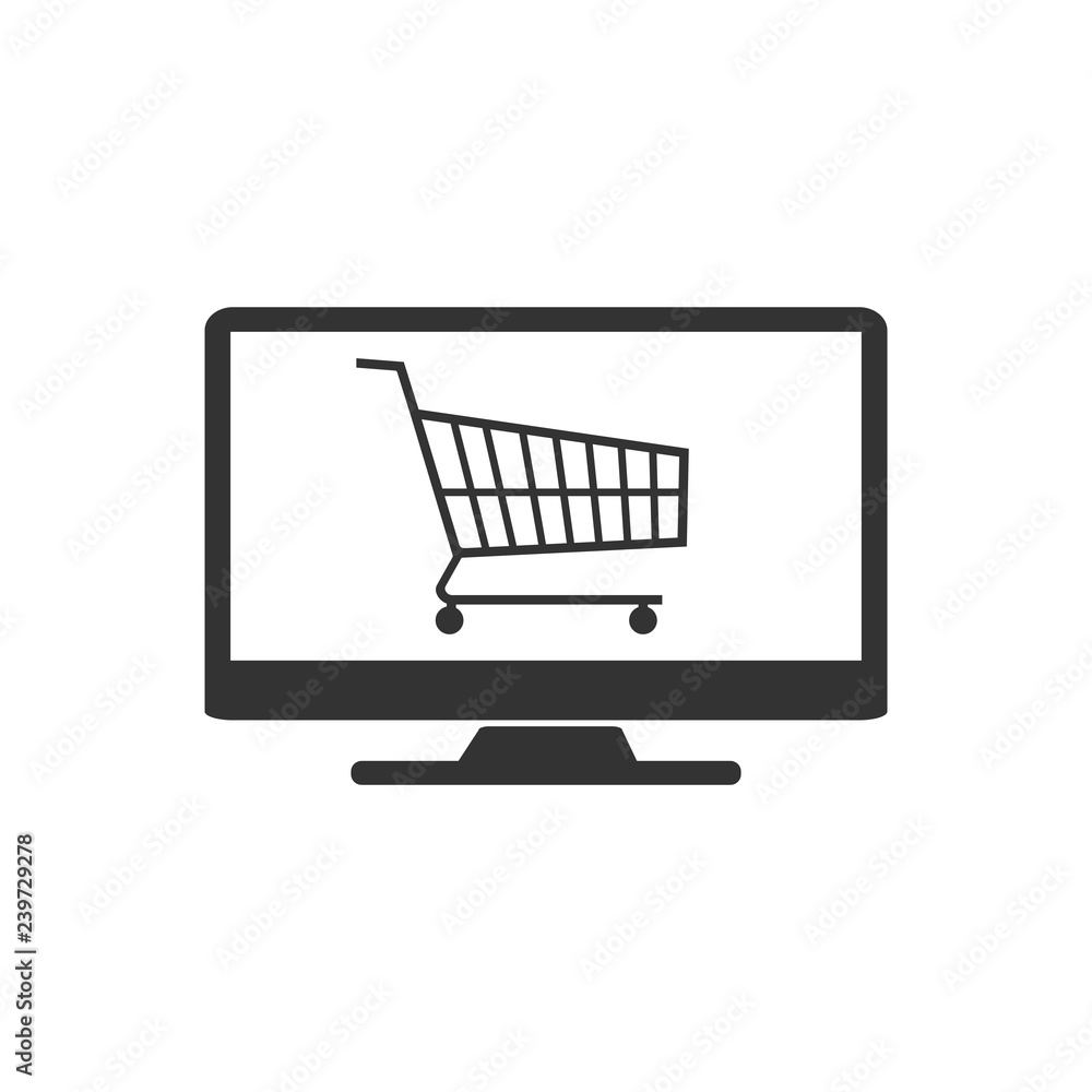 Online shopping icon. Vector illustration, flat design. Online shopping icon. Vector illustration, flat design.