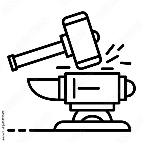 Hammer anvil icon. Outline hammer anvil vector icon for web design isolated on white background