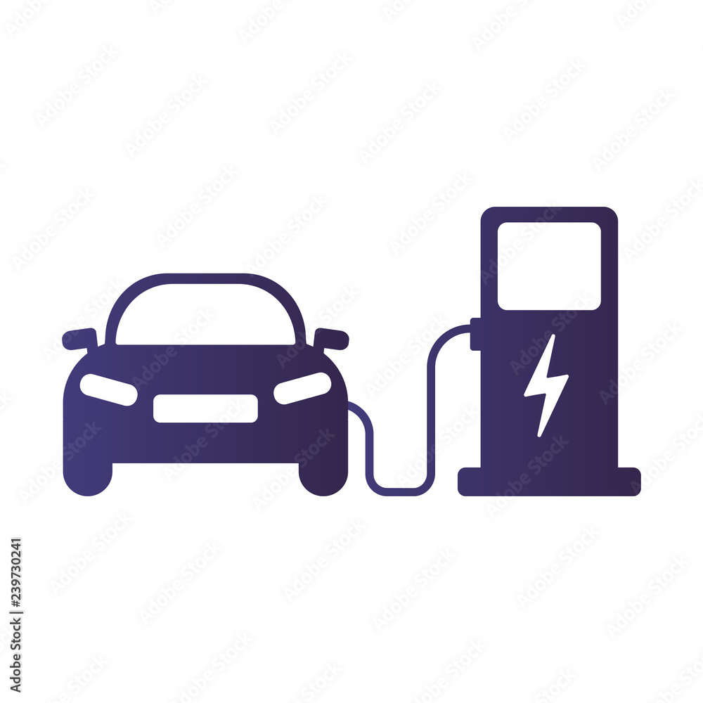 Electric car icon Vector Illustration. Electric car and charging station Electric car icon Vector Illustration. Electric car and charging station