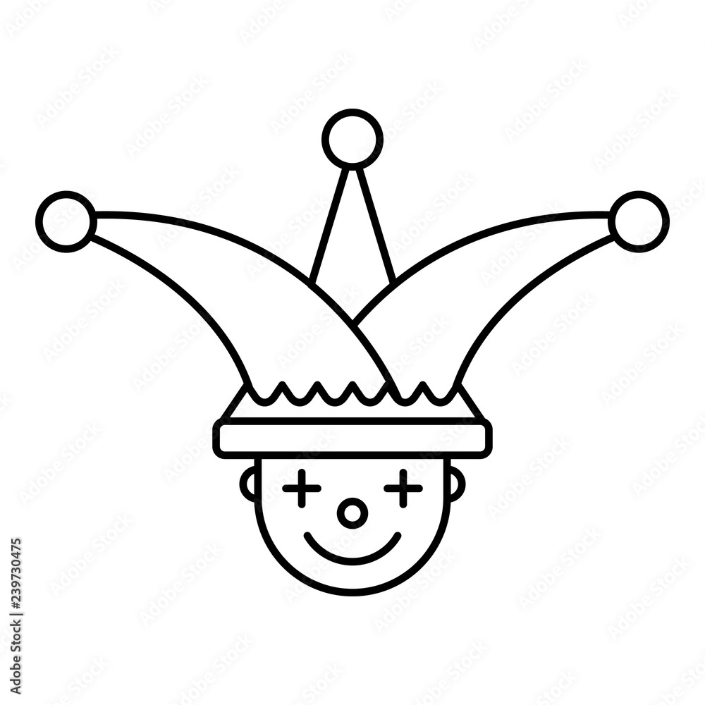 Jester face hat icon. Outline jester face hat vector icon for web design isolated on white background Jester face hat icon. Outline jester face hat vector icon for web design isolated on white background