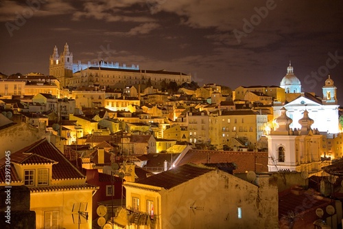 Night view of Lisbon skyline