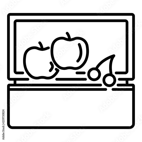 Fruit lunchbox icon. Outline fruit lunchbox vector icon for web design isolated on white background