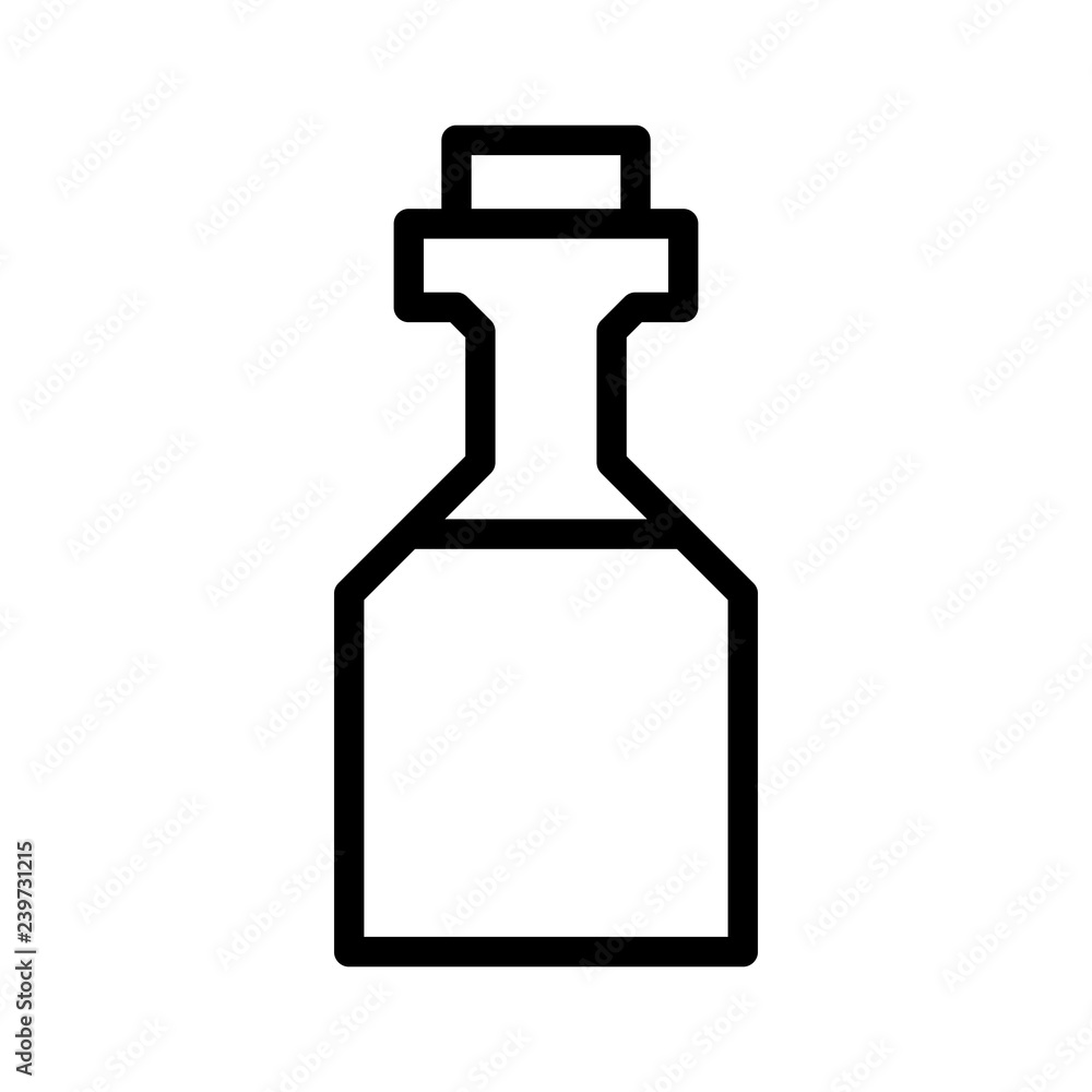 Icon Outline Bottle isolated on white background. Magic Potion in Flask. Vector illustration for your design, game, card. Icon Outline Bottle isolated on white background. Magic Potion in Flask. Vector illustration for your design, game, card.