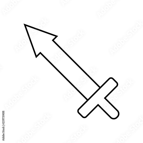 Icon Outline Sword isolated on white background. Weapon Icon. Vector illustration for your design, game, card, web.