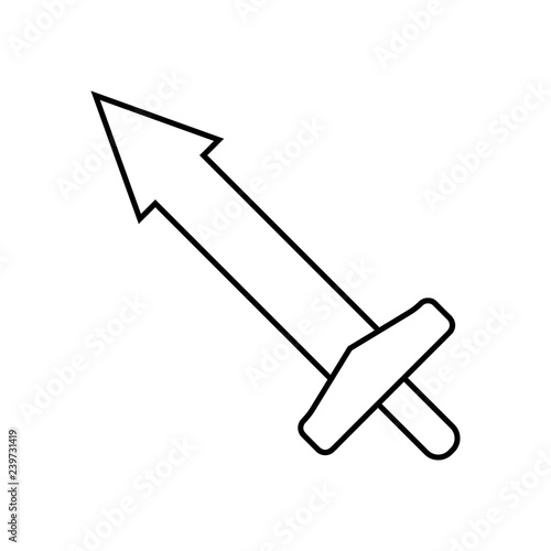 Icon Outline Sword isolated on white background. Weapon Icon. Vector illustration for your design, game, card, web.
