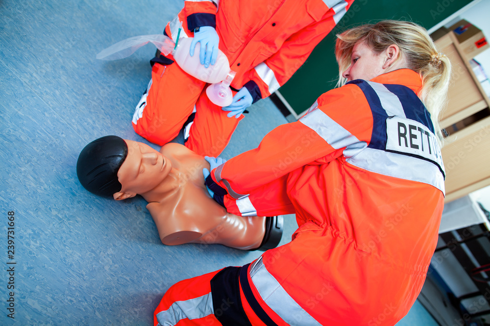 German paramedic trains emergency basics on a puppet German paramedic trains emergency basics on a puppet