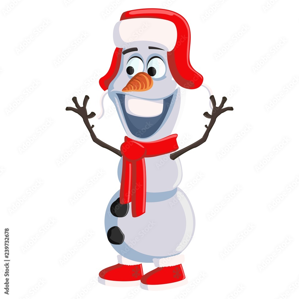 Christmas Snowman with a Red Hat