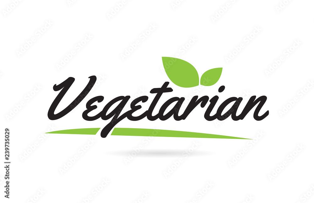 green leaf Vegetarian hand written word text for typography logo design green leaf Vegetarian hand written word text for typography logo design