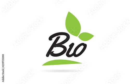 green leaf Bio hand written word text for typography logo design